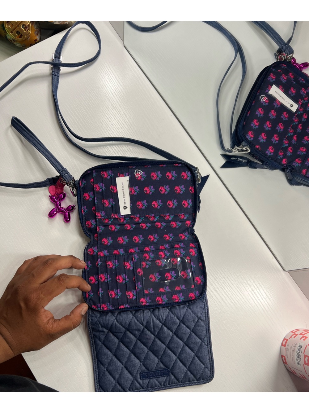 Vera Bradley Navy with floral 3 in 1 Crossbody with RFID protection NWT